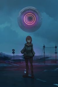 Preview wallpaper girl, road, ball, fantasy, anime
