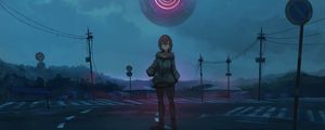 Preview wallpaper girl, road, ball, fantasy, anime