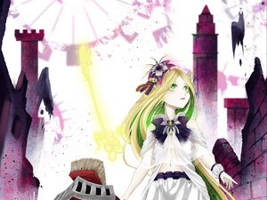 Preview wallpaper girl, robot, ruins, fantasy, anime, art