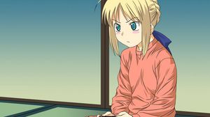 Preview wallpaper girl, room, board, pajamas, concentration