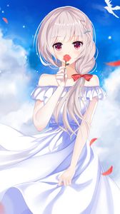 Preview wallpaper girl, rose, dress, anime, art