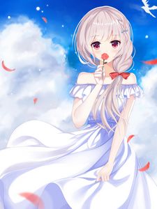 Preview wallpaper girl, rose, dress, anime, art
