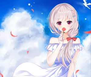 Preview wallpaper girl, rose, dress, anime, art