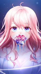 Preview wallpaper girl, rose, paint, anime