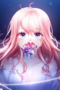 Preview wallpaper girl, rose, paint, anime