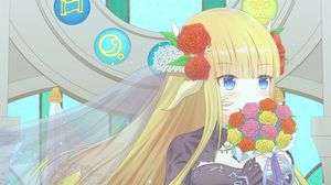 Preview wallpaper girl, roses, bouquet, flowers, anime