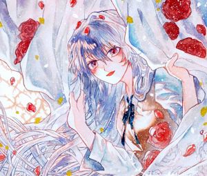 Preview wallpaper girl, roses, flowers, anime, art