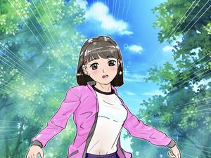 Preview wallpaper girl, run, running, park, anime