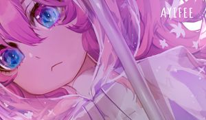 Preview wallpaper girl, sad, anime, pink