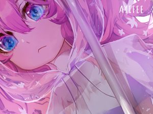 Preview wallpaper girl, sad, anime, pink