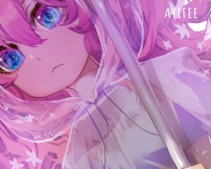 Preview wallpaper girl, sad, anime, pink