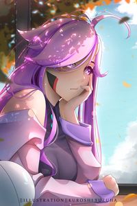 Preview wallpaper girl, sad, autumn, anime, art, purple