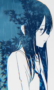 Preview wallpaper girl, sad, double exposure, anime, art