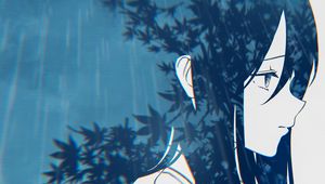 Preview wallpaper girl, sad, double exposure, anime, art