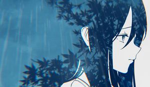 Preview wallpaper girl, sad, double exposure, anime, art