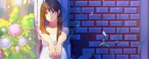 Preview wallpaper girl, sad, garden, anime, art