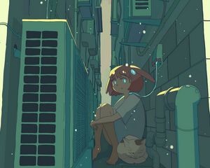 Preview wallpaper girl, sad, gateway, anime, art