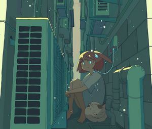 Preview wallpaper girl, sad, gateway, anime, art