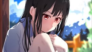 Preview wallpaper girl, sad, pose, glance, anime, art