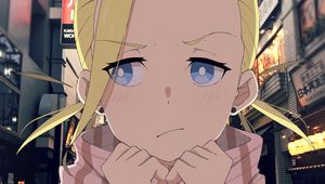 Preview wallpaper girl, sad, scarf, anime