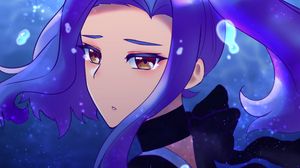 Preview wallpaper girl, sad, tears, water, under water, anime