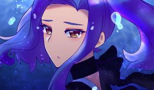 Preview wallpaper girl, sad, tears, water, under water, anime