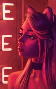 Preview wallpaper girl, sadness, tear, face, art