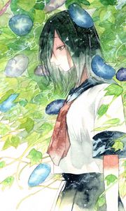 Preview wallpaper girl, sadness, watercolor, anime