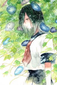 Preview wallpaper girl, sadness, watercolor, anime