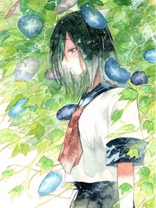 Preview wallpaper girl, sadness, watercolor, anime