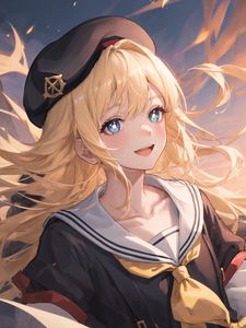 Preview wallpaper girl, sailor suit, anime, smile, art