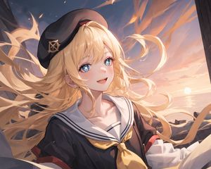 Preview wallpaper girl, sailor suit, anime, smile, art