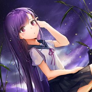 Preview wallpaper girl, sailor suit, anime, purple