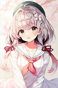 Preview wallpaper girl, sailor suit, flower, anime