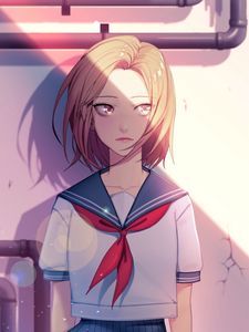 Preview wallpaper girl, sailor suit, glance, anime, art