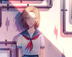 Preview wallpaper girl, sailor suit, glance, anime, art
