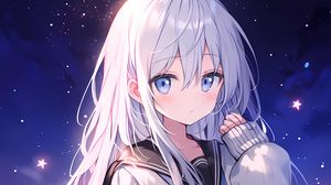 Preview wallpaper girl, sailor suit, starry sky, anime