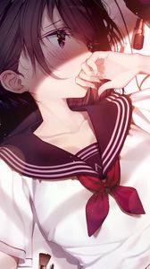 Preview wallpaper girl, sailor suit, uniform, glance, anime