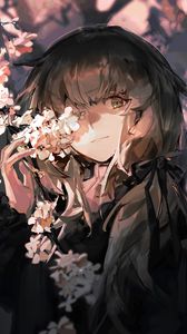 Preview wallpaper girl, sakura, flowers, anime, art