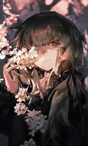 Preview wallpaper girl, sakura, flowers, anime, art