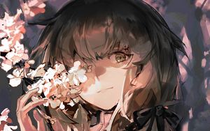 Preview wallpaper girl, sakura, flowers, anime, art