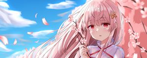 Preview wallpaper girl, sakura, flowers, anime, art, pink