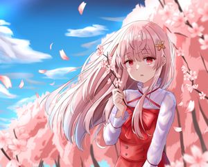 Preview wallpaper girl, sakura, flowers, anime, art, pink