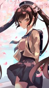 Preview wallpaper girl, sakura, flowers, hair, anime, art