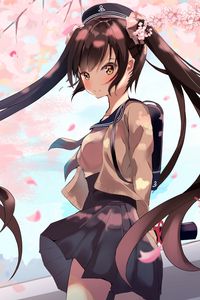 Preview wallpaper girl, sakura, flowers, hair, anime, art