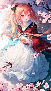 Preview wallpaper girl, sakura, flowers, spring, anime