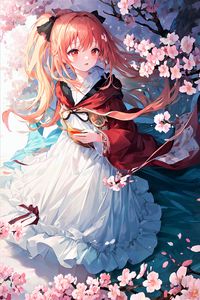 Preview wallpaper girl, sakura, flowers, spring, anime