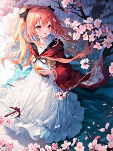 Preview wallpaper girl, sakura, flowers, spring, anime