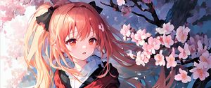 Preview wallpaper girl, sakura, flowers, spring, anime