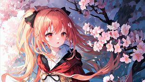 Preview wallpaper girl, sakura, flowers, spring, anime